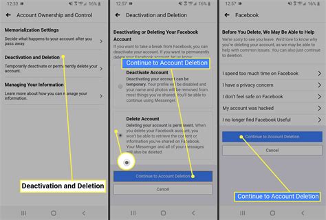 How to deactivate - QUICK ANSWER. To temporarily deactivate your Facebook account, open the app on your Android or iOS device, click on the account menu on the bottom right, and navigate to Settings and Privacy >...